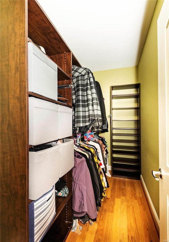 walk in closet featuring light hardwood / wood-style floors