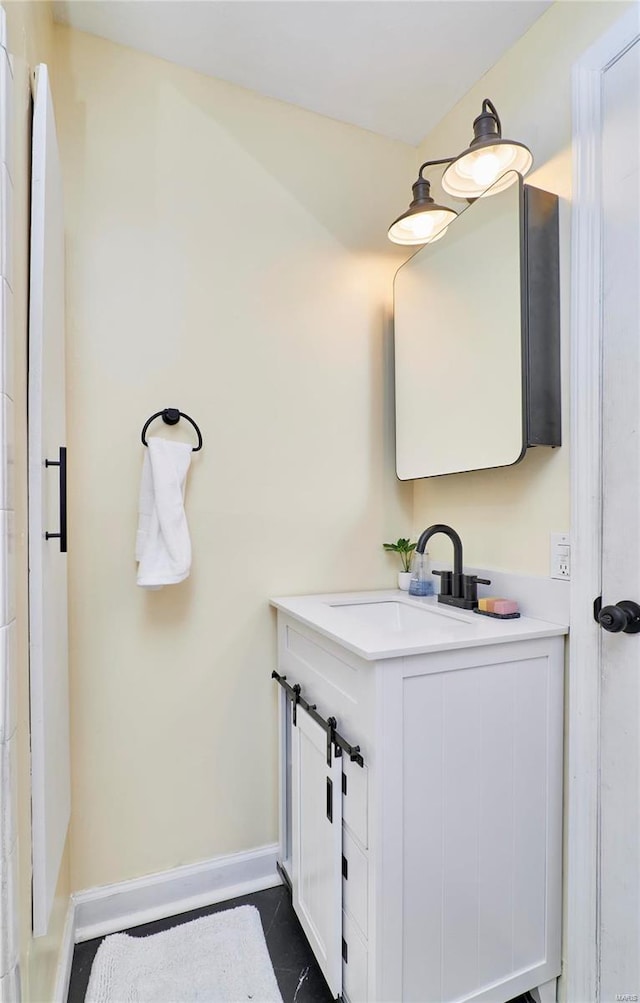 bathroom featuring vanity and tile patterned floors