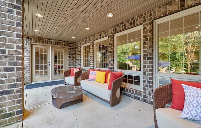 view of patio / terrace featuring french doors