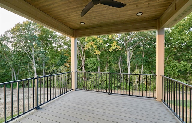 wooden terrace with ceiling fan