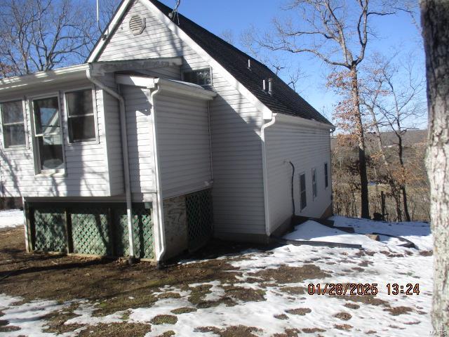 view of snow covered exterior