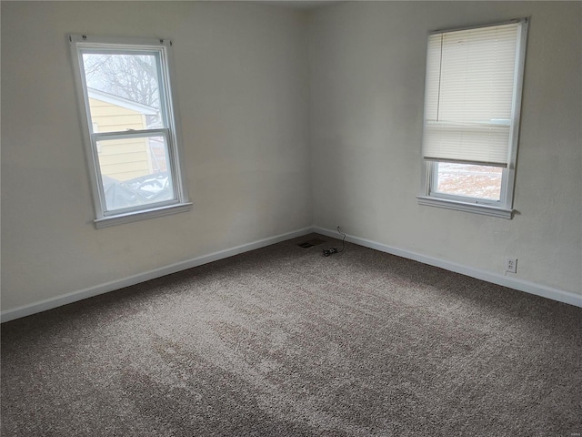 unfurnished room with carpet and a healthy amount of sunlight