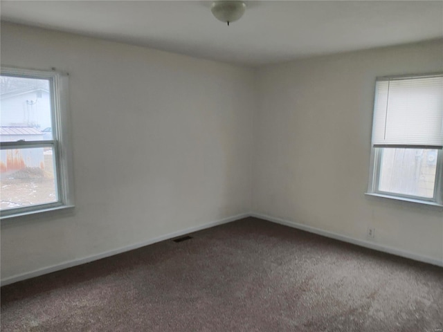 spare room featuring carpet flooring and plenty of natural light