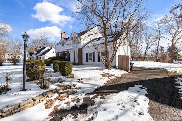 view of snow covered exterior