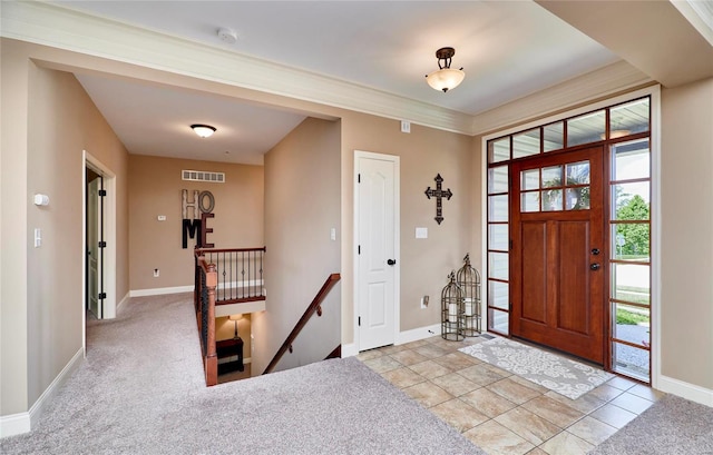 view of carpeted entryway