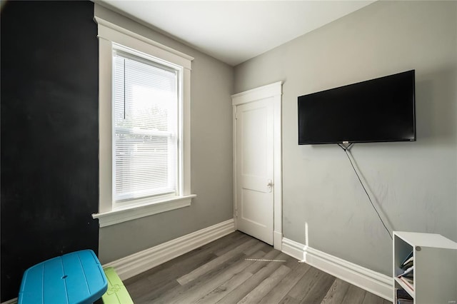 unfurnished bedroom featuring wood-type flooring