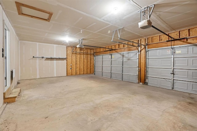 garage with a garage door opener