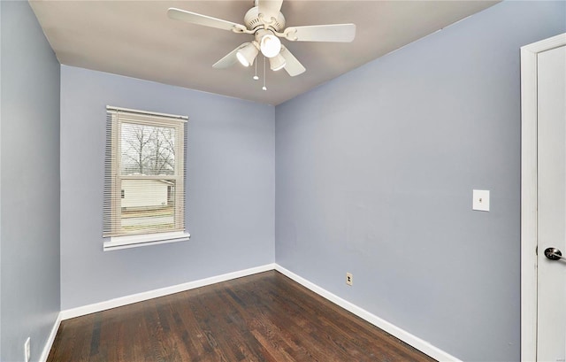 unfurnished room with hardwood / wood-style flooring and ceiling fan