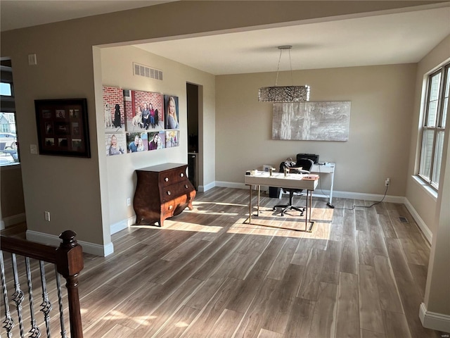 office space featuring hardwood / wood-style flooring