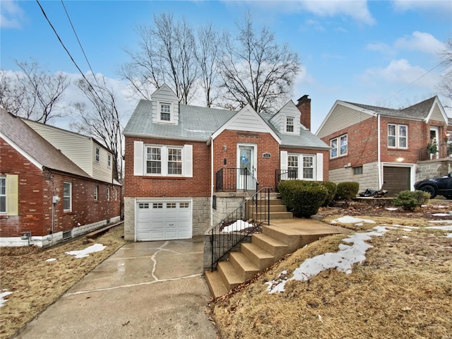 view of front of property with a garage