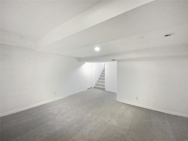 basement with carpet