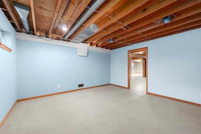 unfinished basement with baseboards