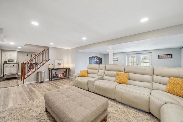 living room featuring light wood-type flooring