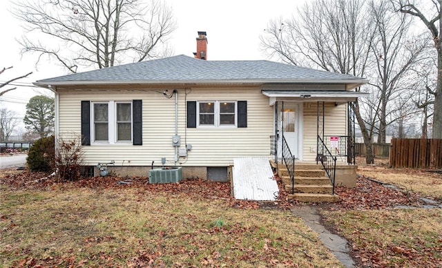 view of front of home featuring central air condition unit