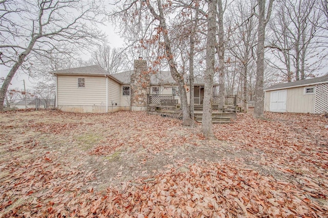 view of yard with a deck