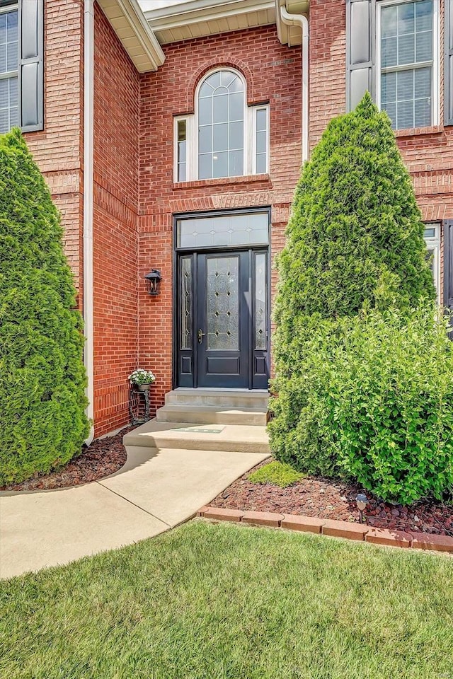 property entrance featuring a yard