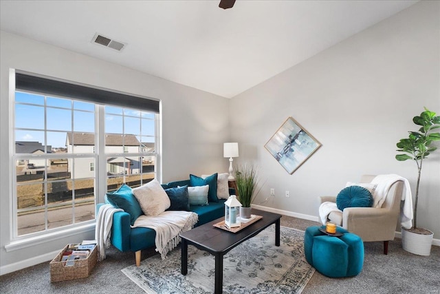 sitting room with carpet flooring