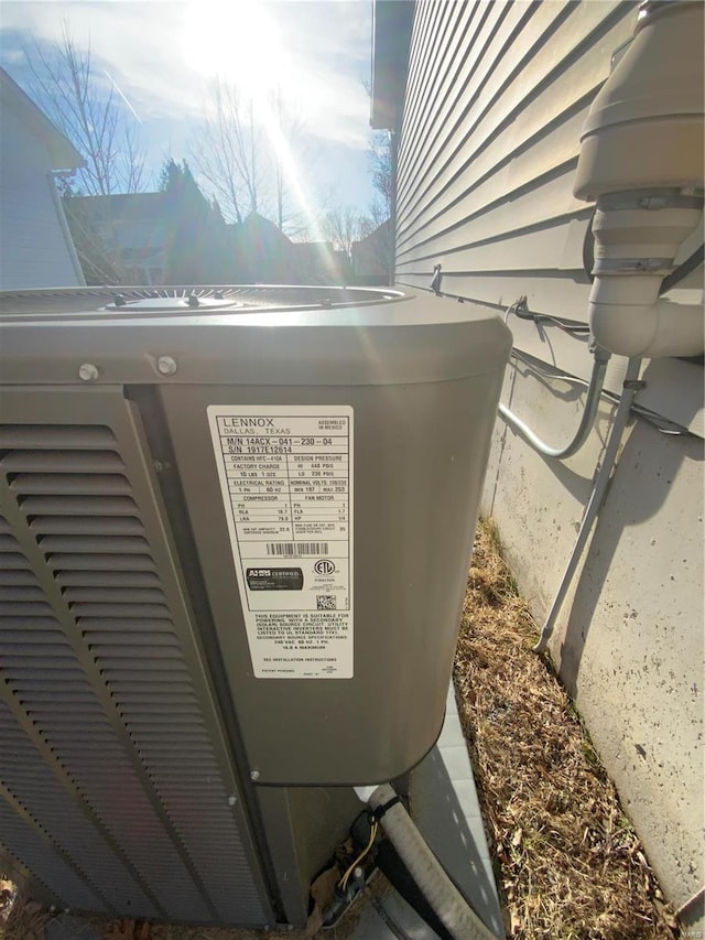 exterior details featuring central AC unit