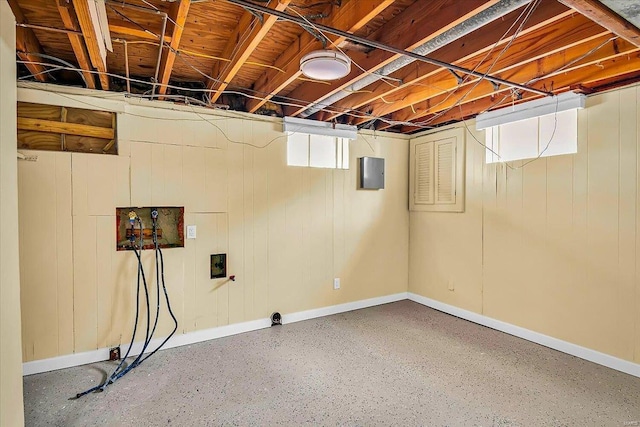 basement with electric panel