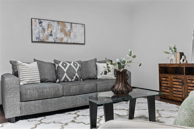 living room with hardwood / wood-style floors