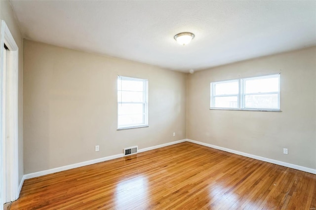 spare room featuring plenty of natural light and light wood-type flooring