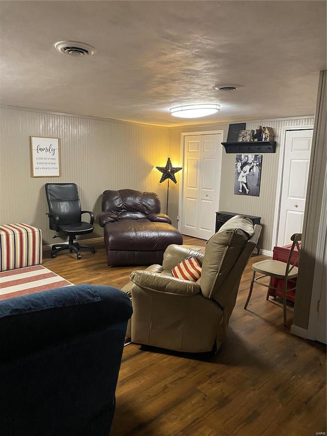 living room with hardwood / wood-style flooring