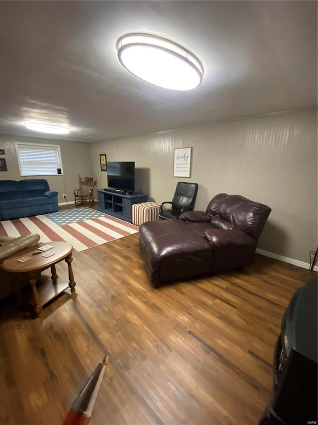 living room with hardwood / wood-style floors