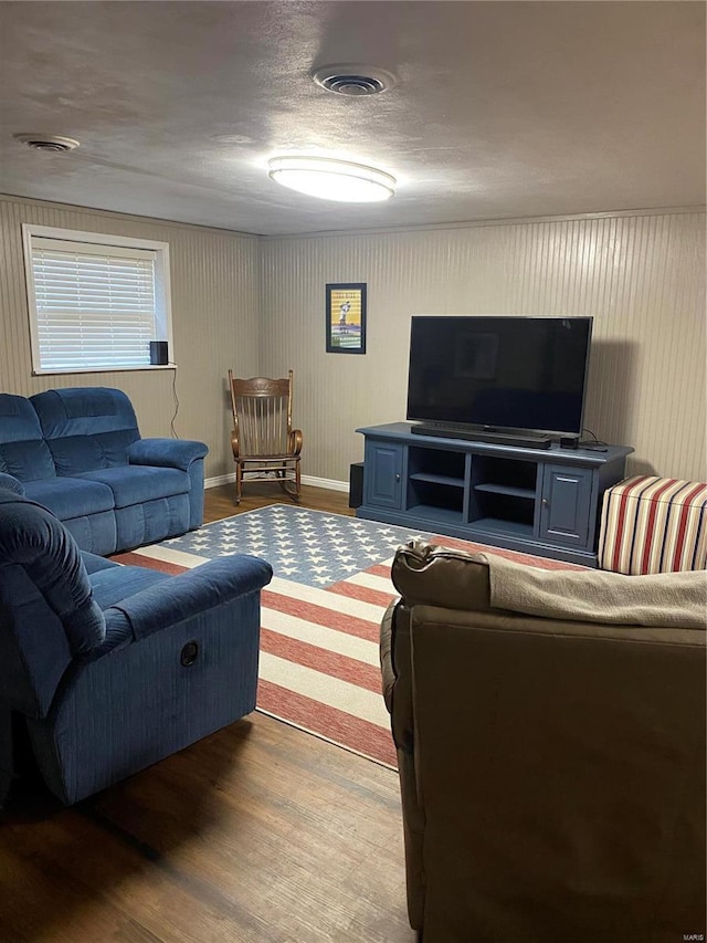 living room with wood-type flooring