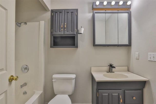 full bathroom with vanity, shower / washtub combination, and toilet