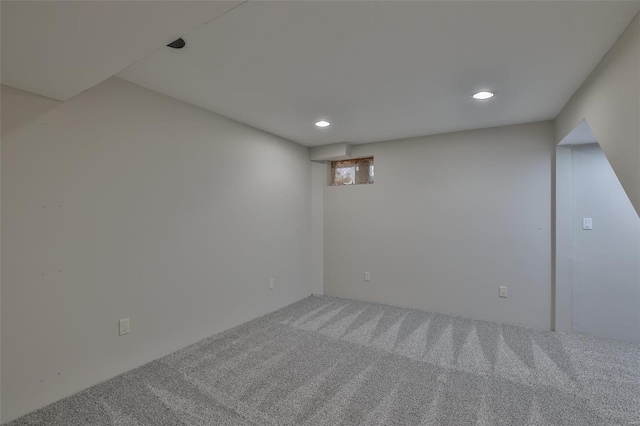 basement featuring carpet