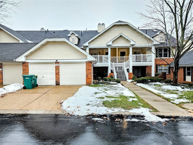 view of front of property featuring central AC unit and covered porch