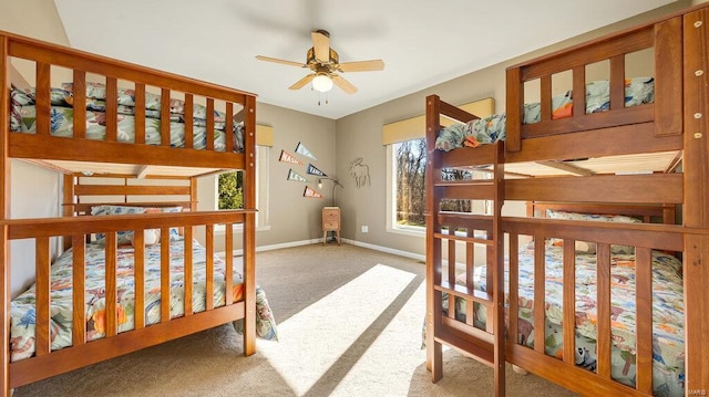 bedroom featuring light colored carpet