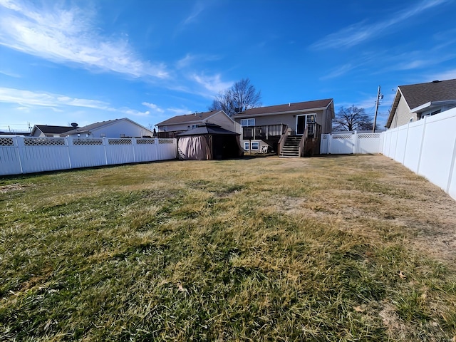 view of yard featuring a deck