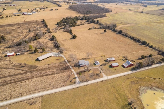 drone / aerial view with a rural view