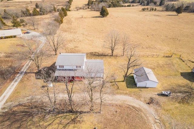 drone / aerial view featuring a rural view