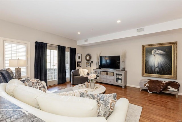 living room featuring wood-type flooring