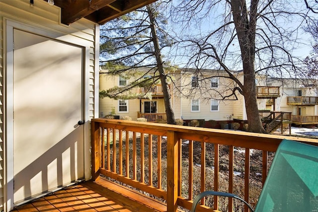 wooden balcony with a deck