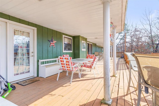 deck featuring a porch