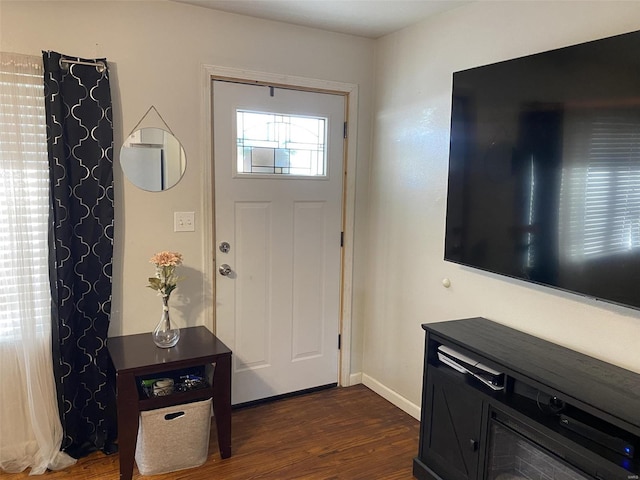 foyer entrance with dark hardwood / wood-style flooring