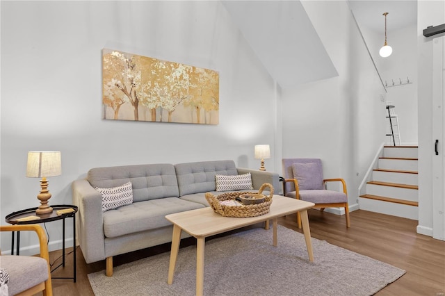 living room with hardwood / wood-style floors