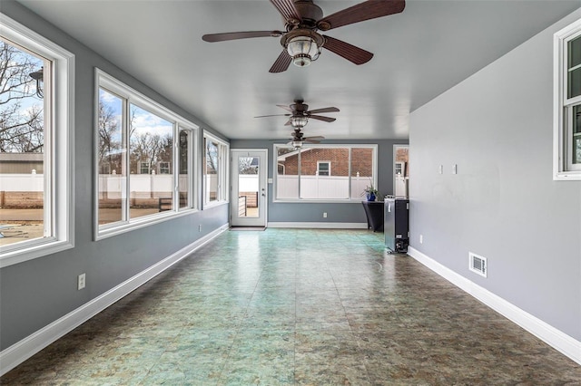 view of unfurnished sunroom