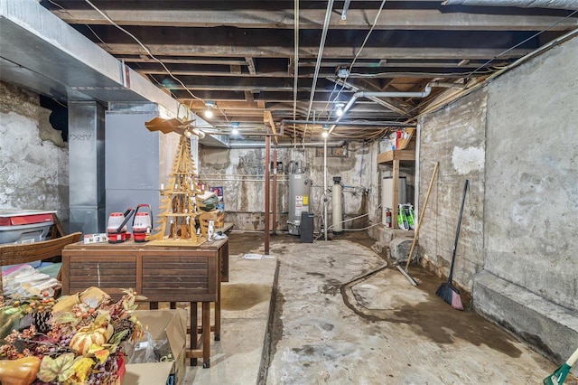 basement with gas water heater