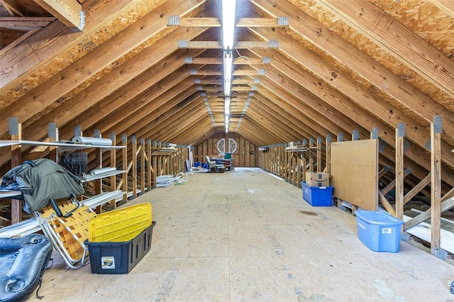 view of unfinished attic