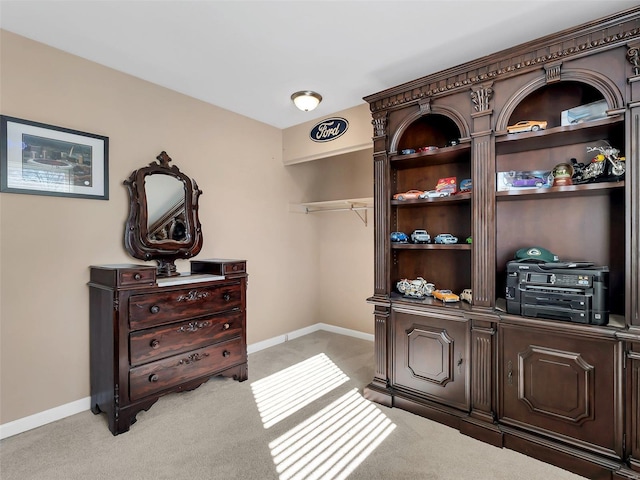 interior space with light colored carpet