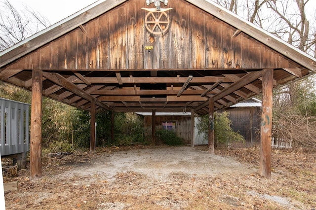 view of parking with a carport