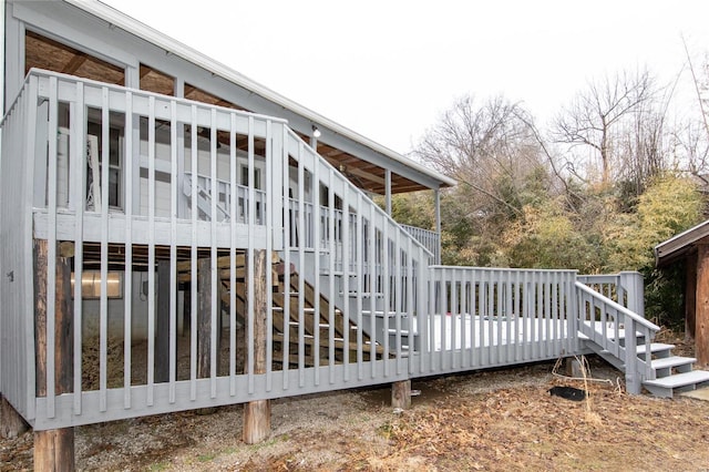 wooden deck with stairway