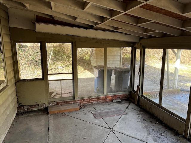 view of unfurnished sunroom