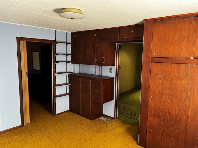 kitchen featuring light colored carpet