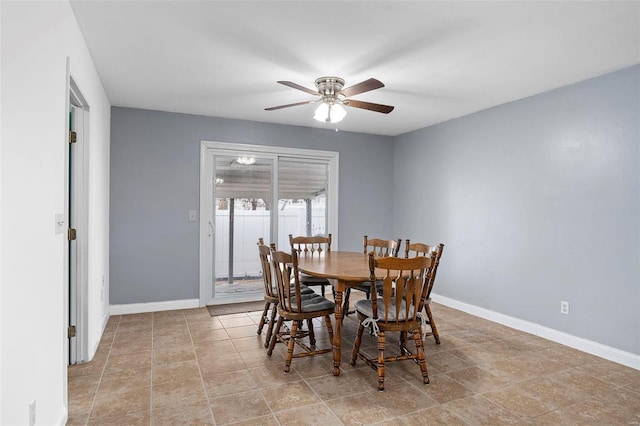 dining area featuring ceiling fan