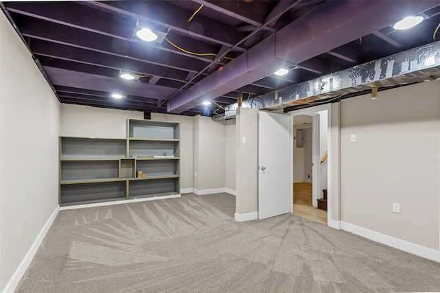 basement with carpet